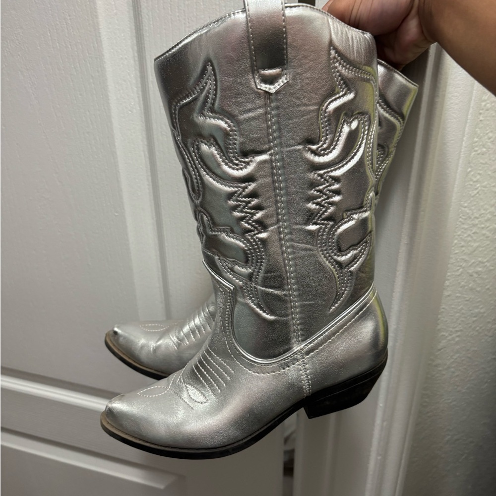 Silver Western Cowboy Boots